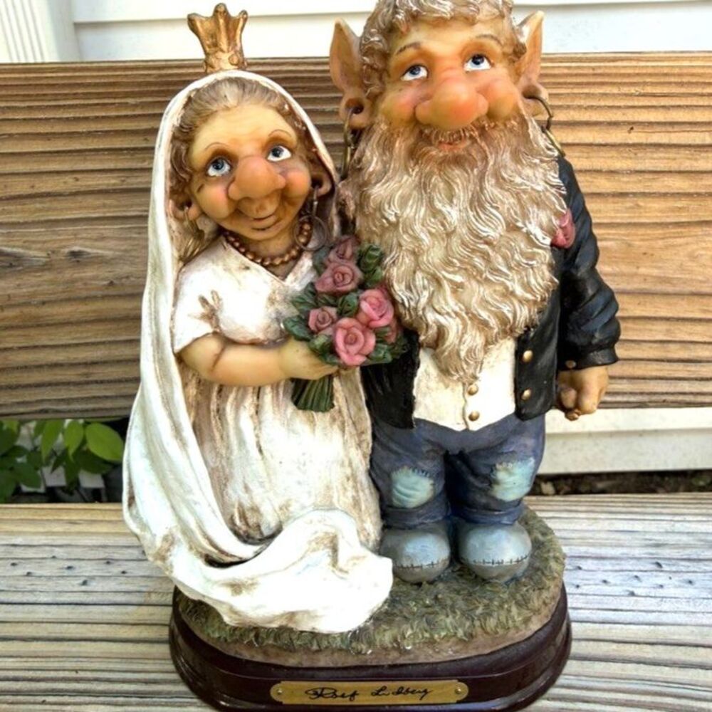 RARE Vtg Rolf Lidberg Bride & Groom Resin Troll Wedding Limited Edition 31/9999